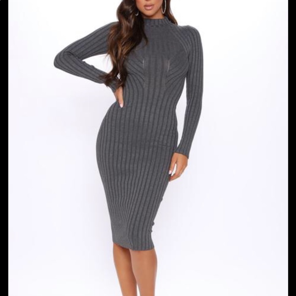 Fashion Nova Date Night Sweater Midi Dress